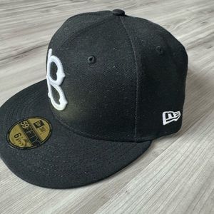 NWT Black Brooklyn Dodgers Hat. New Era 59Fifty fitted size 6 7/8.